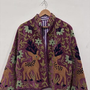 Deer embroidery jacket quality handcrafted jacket coat ethnic coat jacket trending coat jacket gifts for her image 2