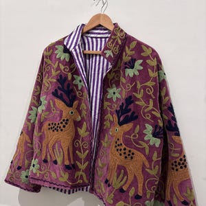 Deer embroidery jacket quality handcrafted jacket coat ethnic coat jacket trending coat jacket gifts for her image 9