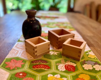 Vintage Japanese Obi Table Runner | Green Hexagon Floral Brocade Runner | Kimono Textile Decor | Japanese Dining Table Centerpiece