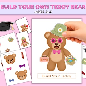 Toddler Busy Book | Build a Bear Pattern Printable | Teddy Bear Craft for Preschool Activity | PDF Download