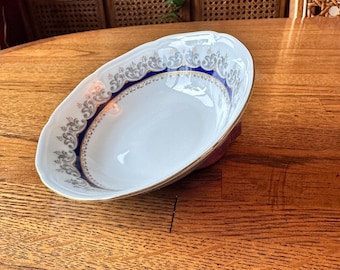 Vintage Bareuther Waldsassen Bavaria skål, Echt Cobalt Blue & 22k guld filigran, mönster 111