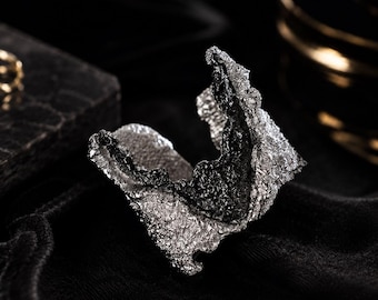 Gothic Snake Ring, Dark Silver Wrap Ring, Textured Statement Ring, Adjustable Alternative Jewelry, Punk Couple Gift For Her Him