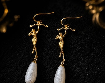Set di gioielli della Dea del Sagittario, eleganti orecchini zodiacali e collana con ciondolo a forma di sirena, ciondolo a goccia, regalo celeste vintage per lei