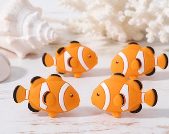 Animal Series：3D Clownfish beads，Focus Beads ，Focal Beads，silicone beads，For beaded pens, pet collars, bracelets, and keychains; reusable.
