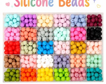Silicone Beads for Pen Making 30 Colors Spherical Beads for Jewelry DIY Bulk Food Grade Non Toxic Round Beads for Keychain Craft Supplies