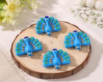 Animal Series：3D Peacock beads，Focus Beads ，Focal Beads，silicone beads，For beaded pens, pet collars, bracelets, and keychains; reusable.