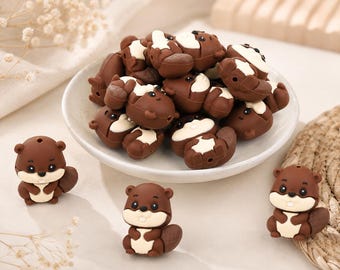 Animal Series：3D Beaver beads，Focus Beads ，Focal Beads，silicone beads，For beaded pens, pet collars, bracelets, and keychains; reusable.