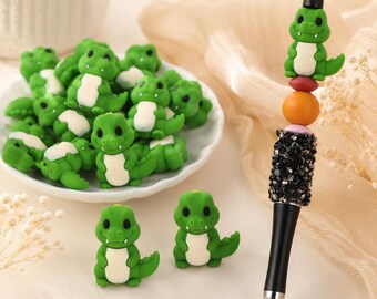 Animal Series：3D Crocodile beads，Focus Beads ，Focal Beads，silicone beads，For beaded pens, pet collars, bracelets, and keychains; reusable.