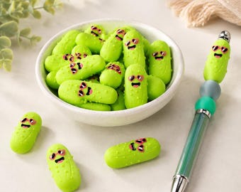 Farm Series：3D Glasses Cucumber，Focus Beads ，Focal Beads，silicone beads，For beaded pens, pet collars, bracelets, and keychains; reusable.