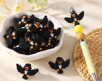 Animal Series：3D Crow beads，Focus Beads ，Focal Beads，silicone beads，For beaded pens, pet collars, bracelets, and keychains; reusable.