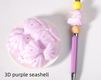 Animal Series：3D Seashell beads，Focus Beads ，Focal Beads，silicone beads，For beaded pens, pet collars, bracelets, and keychains; reusable.
