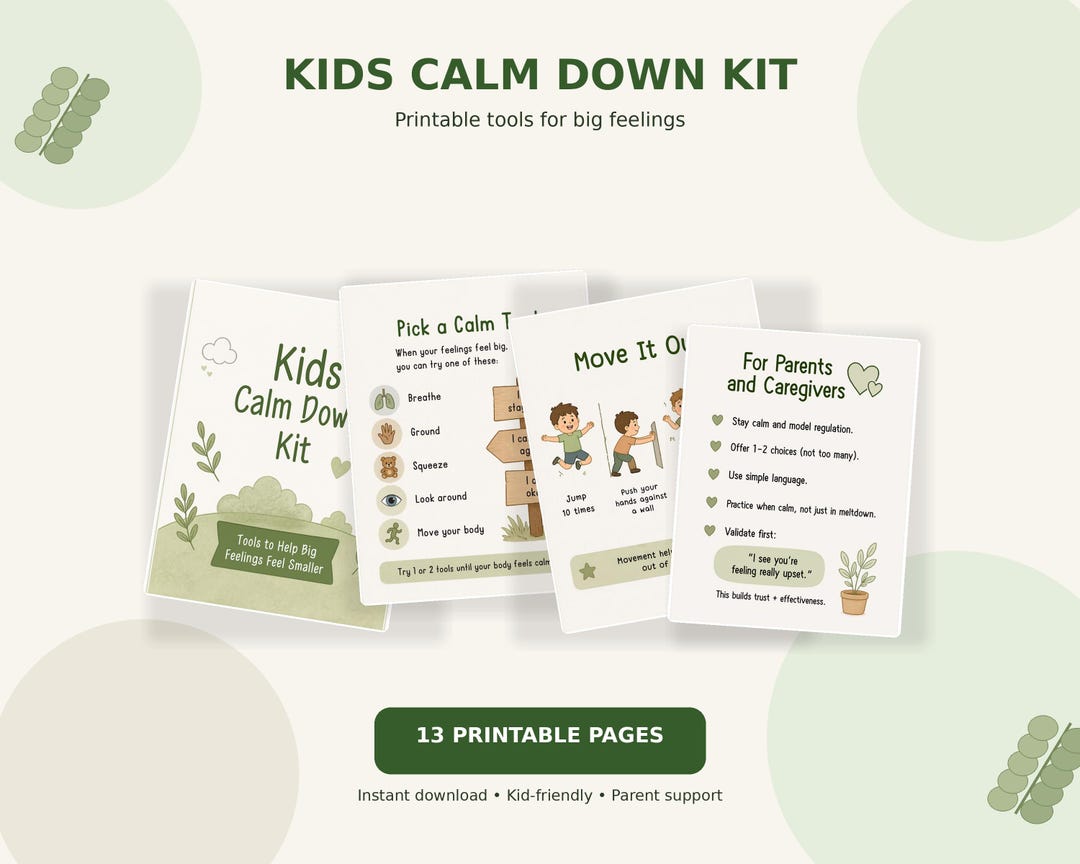 Kids Calm Down Kit | Printable Emotional Regulation Tools (digital ...