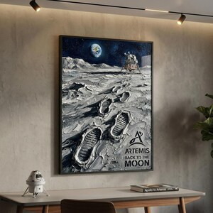 Artemis Space Poster – NASA Moon Landing Wall Art, Archival Paper Print