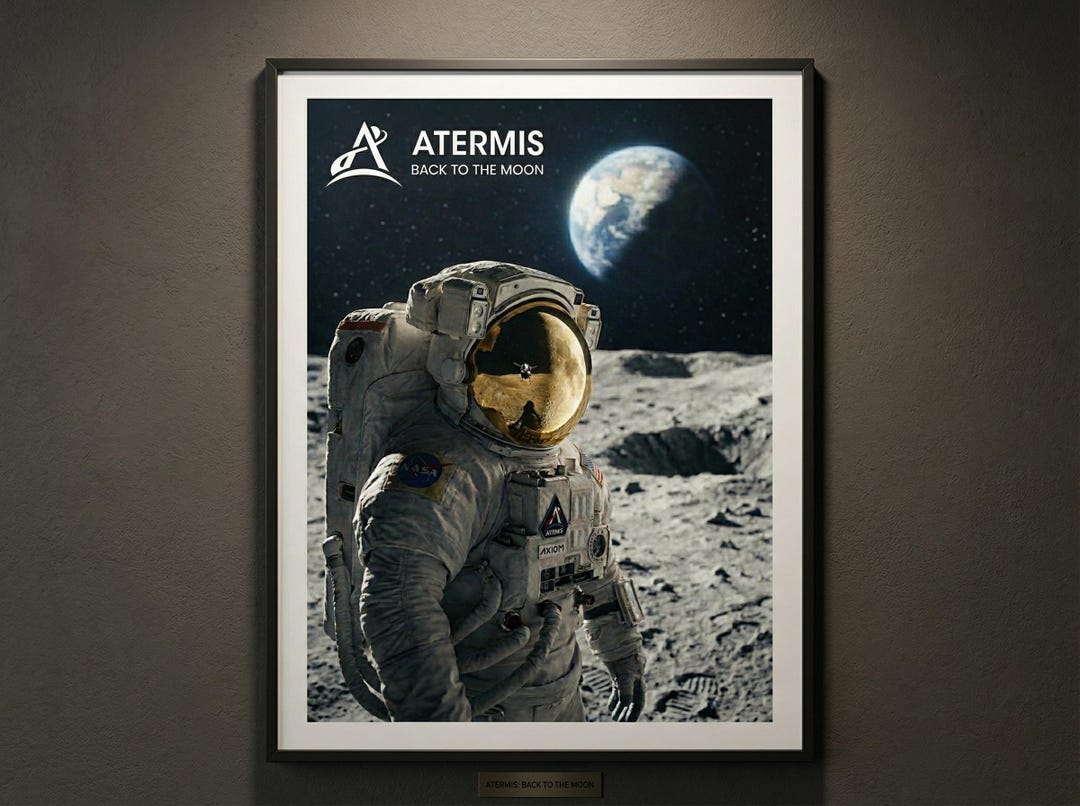 Artemis Space Poster – Astronaut on Moon, NASA Mission Wall Art - Etsy