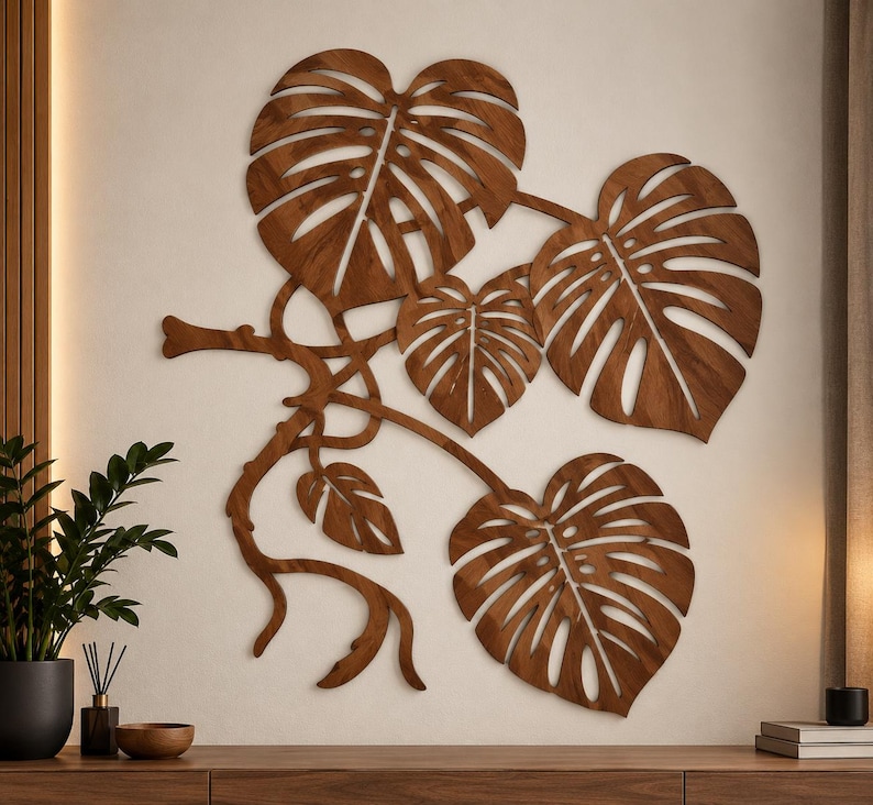 Leaf Design Dxf File Monstera Wall Art Laser Cut File, Tropical Leaf Wood Decor, Svg Dxf Ai ...
