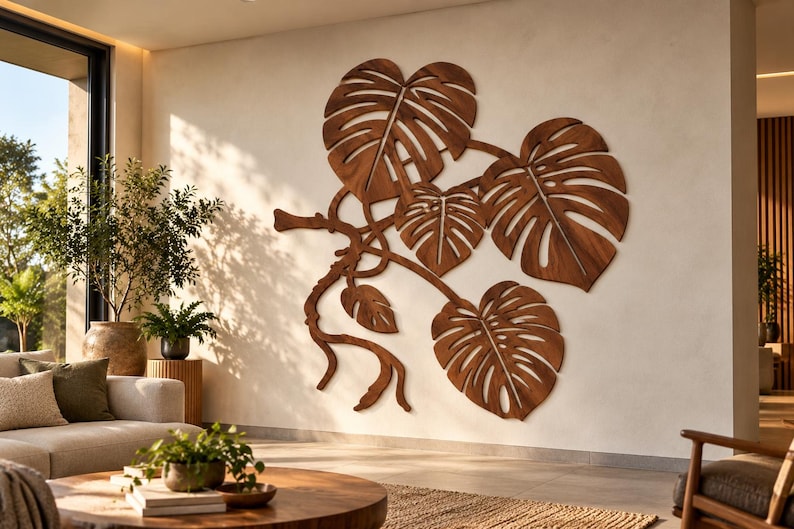 Leaf Design Dxf File Monstera Wall Art Laser Cut File, Tropical Leaf Wood Decor, Svg Dxf Ai ...