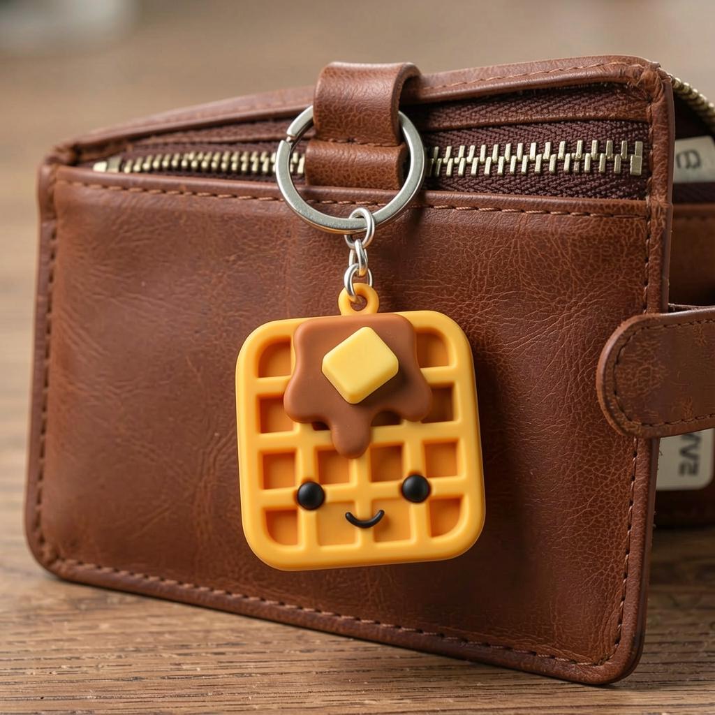 Hand Painted Waffle Keychain, 3D Printed Breakfast Charm, Food ...