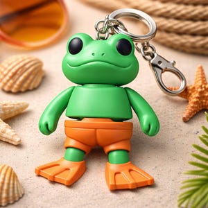 3D-geprinte Flexi Swim Frog-sleutelhanger | Knikspeeltje, tashanger