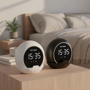 Luxury Minimalist Digital Alarm Clock with Bluetooth Speaker, Temperature Display & Music Player – Portable Rechargeable