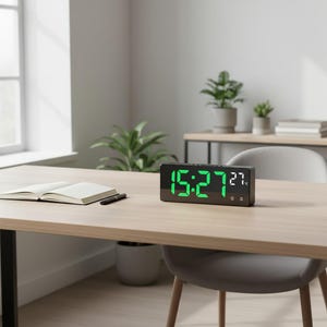 Reloj despertador electrónico multifunción, pantalla grande, alarmas multigrupo, reloj de escritorio minimalista para estudiantes.