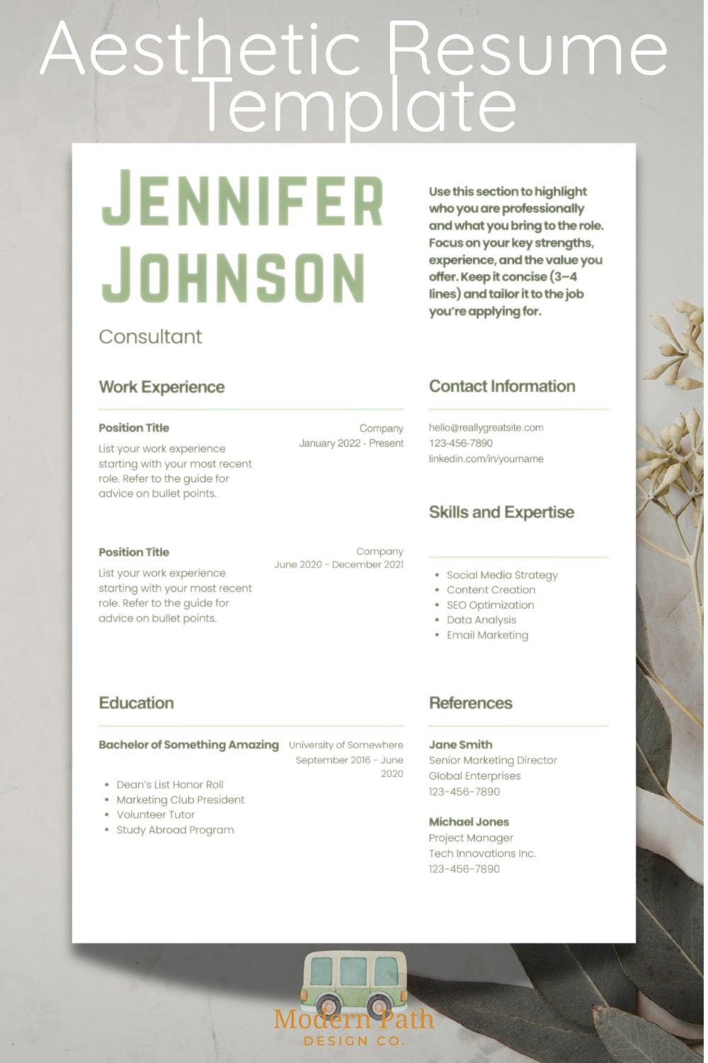 Editable Canva Resume Template | ATS Friendly CV Design (digital ...