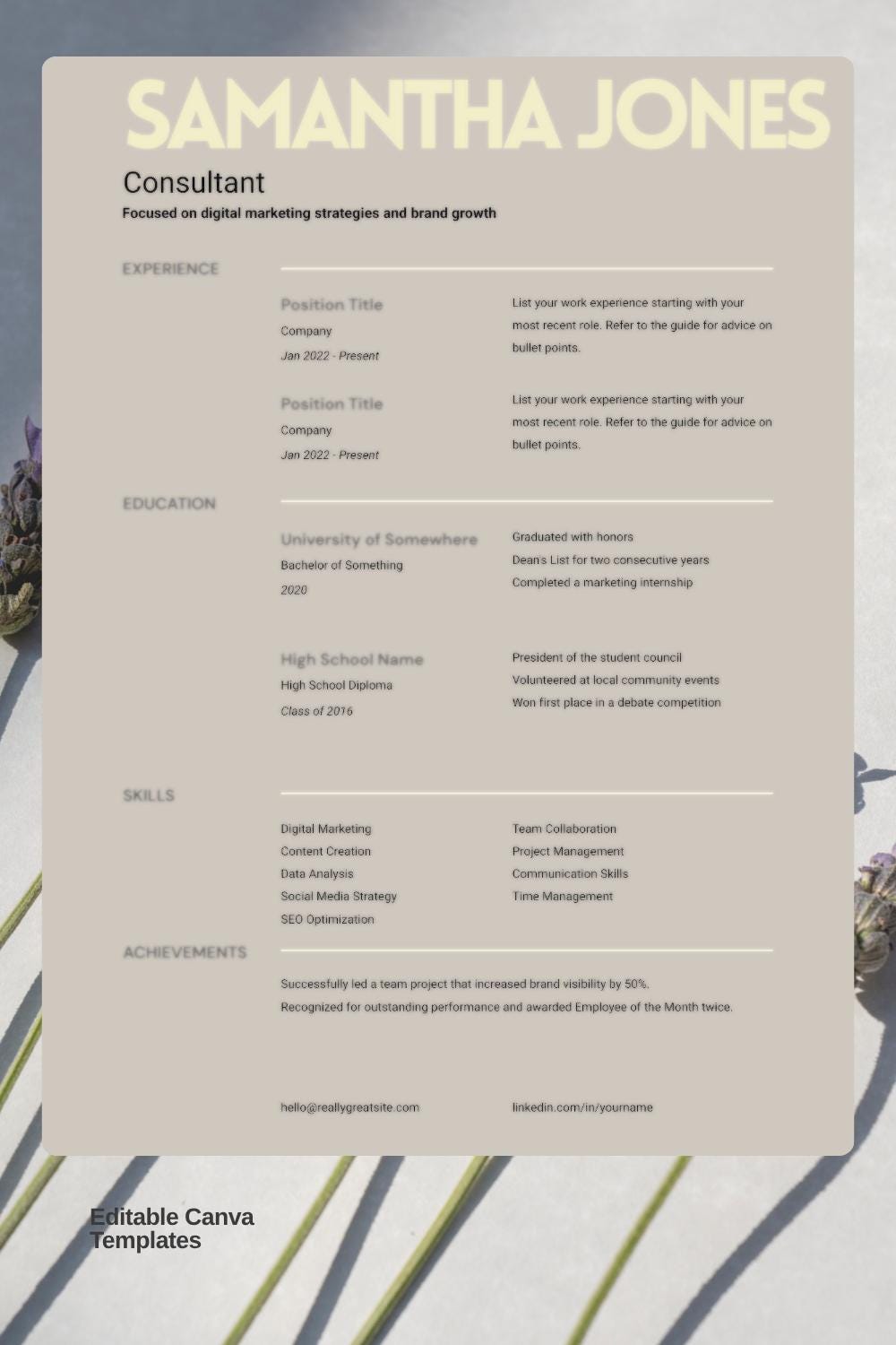 ATS Friendly Resume Template Bundle | Canva CV + Cover Letter (digital ...