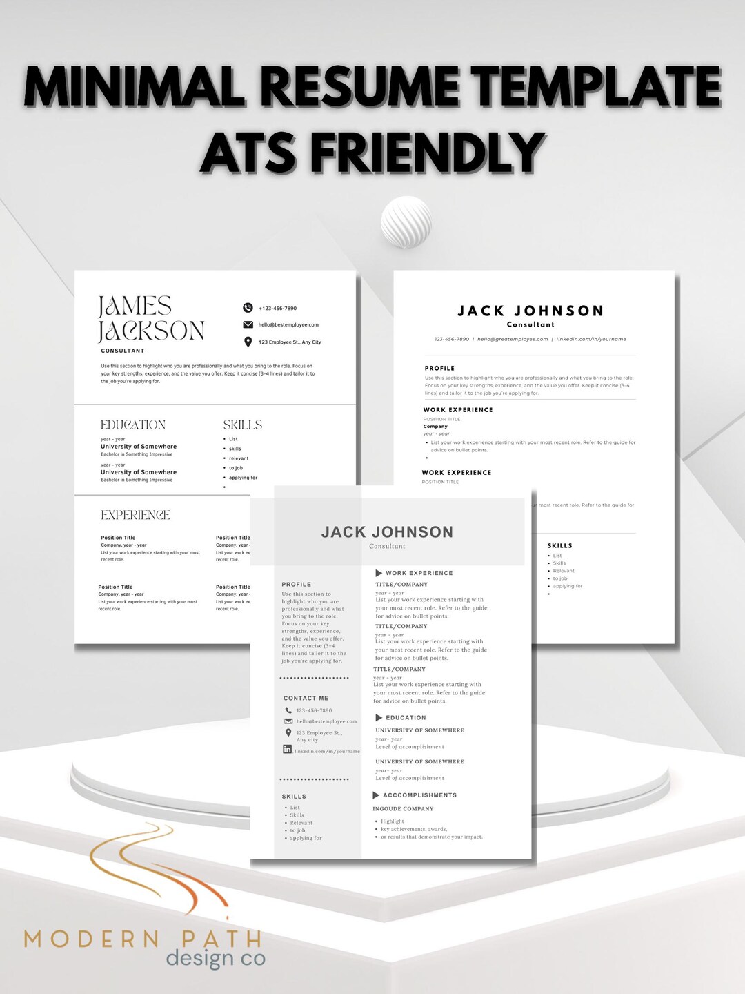 Minimal Resume Template | ATS Friendly Professional CV (digital ...