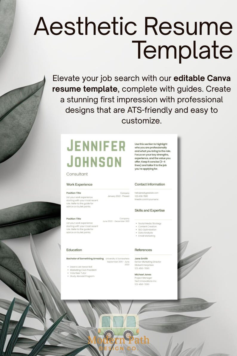 Editable Canva Resume Template | ATS Friendly CV Design (digital ...