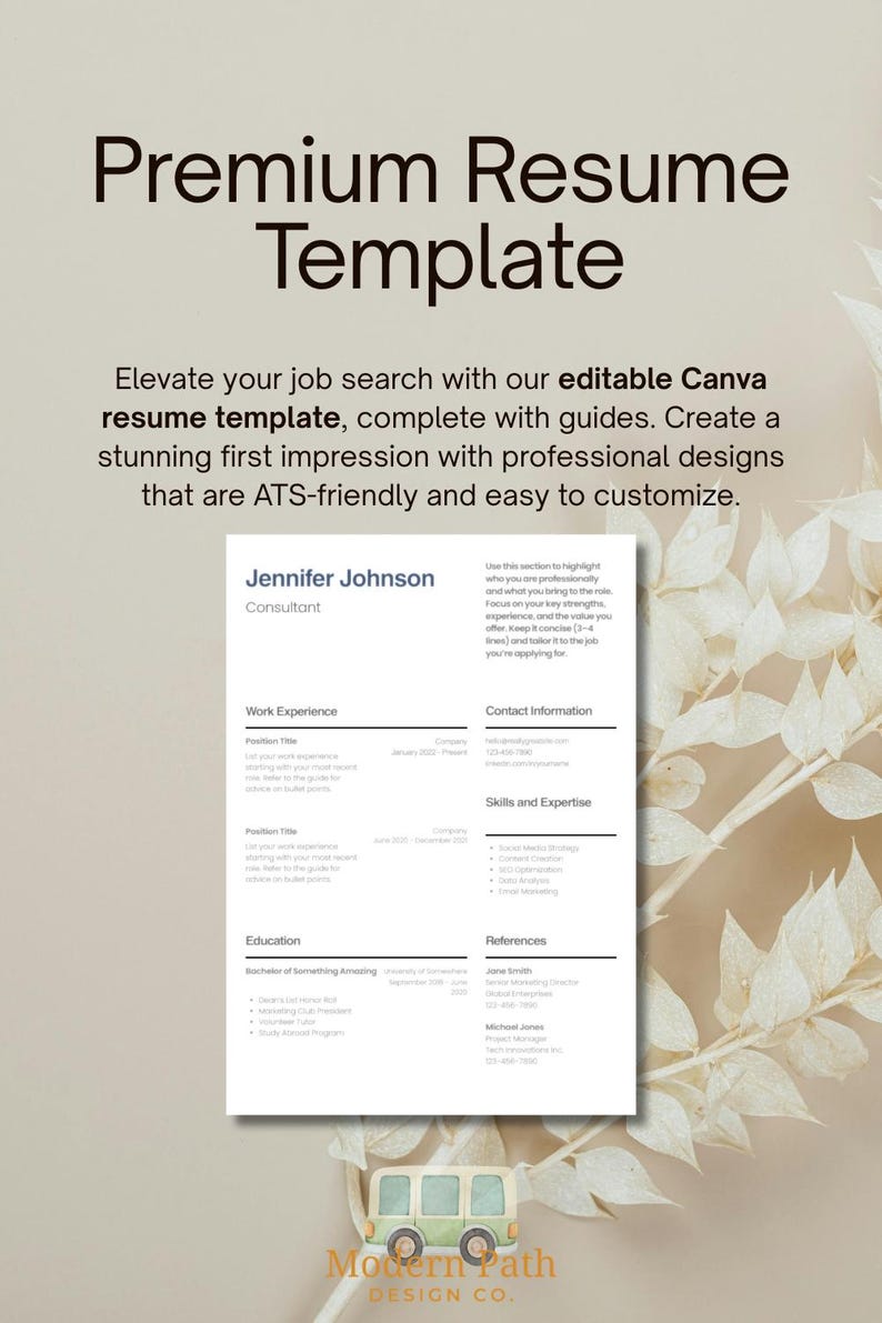 Editable Canva Resume Template | ATS Friendly CV + Cover Letter ...