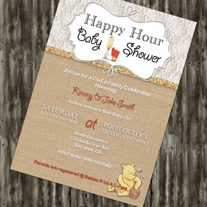 Happy Hour baby douche Winnie de Poeh uit te nodigen en dank u kaart