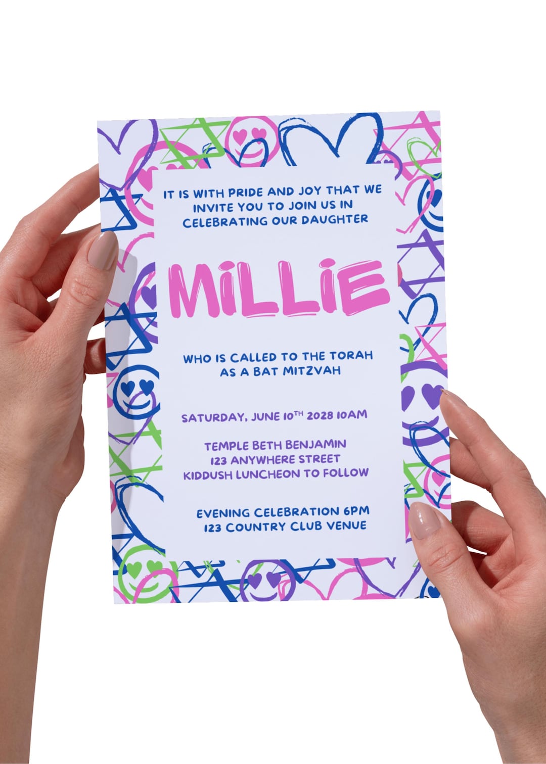 Bat Mitzvah Graffiti Invitation Design - Etsy