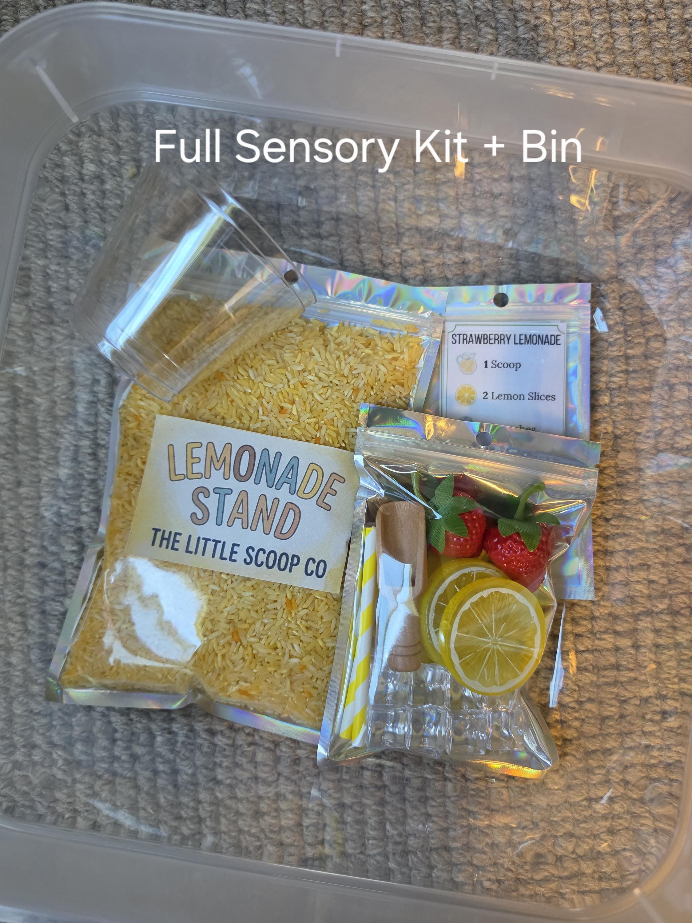 Strawberry Lemonade Sensory Bin Kit | Summer Play, Fine Motor Activity ...