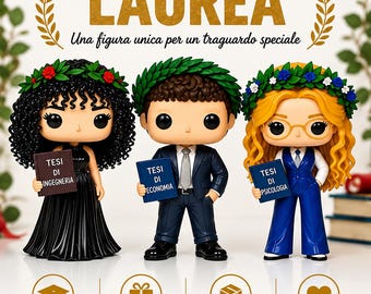 Statuetta Personalizzata Laurea | Regalo di Laurea Personalizzato in stile Funko Pop| Custom Graduation Gift | Dipinto a Mano