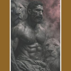 Espíritu Soberano: El Noble Corazón de León / Arte de Fusión Chamánica / Retrato de Guerrero Real / Decoración Esotérica de Pared