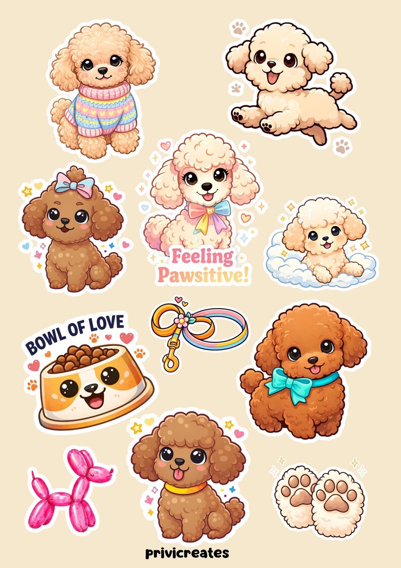 Dog Stickers | Kawaii Puppy Sticker Pack| Waterproof Vinyl Decal ...