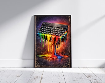 Melting ZX Spectrum Keyboard Poster – Retro 1980s Tech Art Print