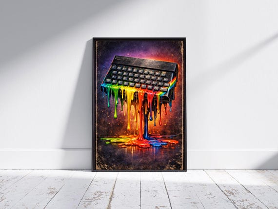 Melting ZX Spectrum Keyboard Poster – Retro 1980s Tech Art Print