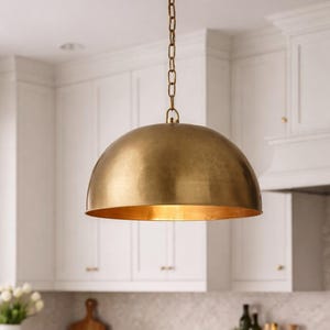 Handcrafted Brass Dome Pendant Light – Ceiling Fixture for Kitchen Island