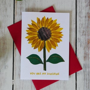 Cartão de felicitações de flor de girassol, cartão de aniversário feito à mão, impressão de arte, cartão de agradecimento, cartão de amizade para qualquer ocasião, cartão floral fofo