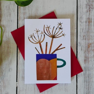 Cartão de felicitações com cabeça de semente, cartão de aniversário feito à mão, impressão artística, cartão de agradecimento, cartão de amizade para qualquer ocasião, cartão floral fofo