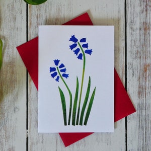 Cartão de felicitações com flores de jacintos, cartão de aniversário feito à mão, impressão artística, cartão de agradecimento, cartão de amizade para qualquer ocasião, cartão floral fofo