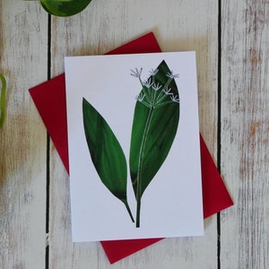 Cartão de felicitações de flor de alho selvagem, cartão de aniversário feito à mão, impressão de arte, cumprimentos de agradecimento, cartão de amizade para qualquer ocasião, cartão floral fofo