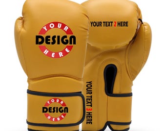 Personalized Boxing Gloves Custom Name Logo Muay Thai MMA Training Sparring Gloves Vegan Leather