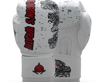 Dragon Boxing Gloves Genuine Leather, MMA Kickboxing Training Gloves