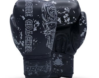 Orca Skull Boxing Gloves Genuine Leather – Sparring, Heavy Bag, MMA, Kickboxing Training Gear