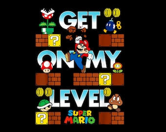 Super Mario Get On My Level Gameplay Poster – Retro Gaming-inspiriertes PNG (Instant Download)