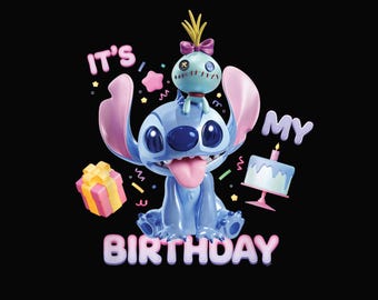 Stitch Scrump Geburtstag PNG - Entzückendes Feier Design (Digitaler Download)