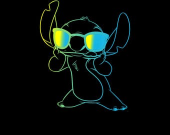 Stitch Neon Brustbild PNG - Charakter Design (Instant Download)