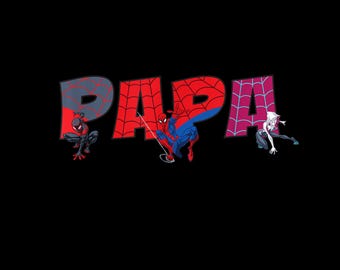 Spider-Man Trio Papa Vatertag Familienausflug B-Day – Superhero Papa PNG (Instant Download)
