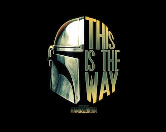 Star Wars: The Mandalorian „Dies ist der Weg“ Helm-Logo-Stack - Kultige Sci-Fi PNG (Instant Download)